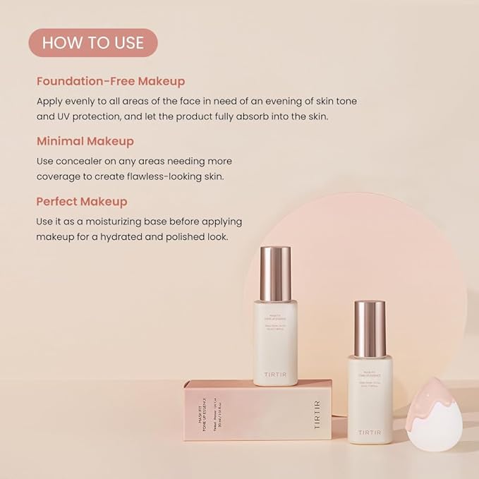 TIRTIR Handy Base Routine - Mask Fit Red Cushion #21N Ivory, Mini Size + Mask Fit Tone Up Essence