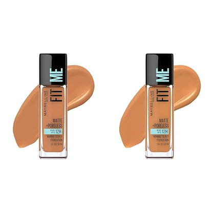 Maybelline Fit Me Matte + Poreless Liquid Foundation Makeup Bundle with Classic Tan and Warm Sun Shades, 1 Count Each