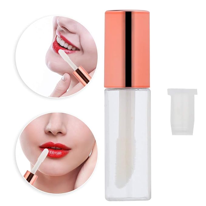 Case of 45 packs, Empty Plastic Clear Lip Gloss Tubes Lip Balm Bottle Container Rose Gold Transparent 1.2ML Makeup Tool for Women (45 pcs, Rose Gold)