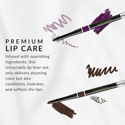 Luxury Lip Pencil by Flori Roberts, Retractable Lip Liner and Filler, Vibrant Lip Makeup for Women of Color or Deeper Skin Tones