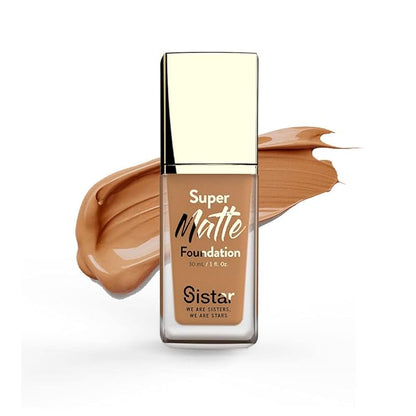 Sistar Super Matte Foundation Perfecting Liquid Foundation Full Coverage Control Shine Weightless Longwearing 30 mL / 1 fl. oz. (Almond)
