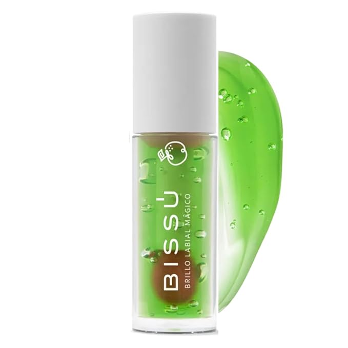 Bissú Magic Lip Gloss, 6 Fruity Scents, Moisturizing pH Reactive Gloss, with drop-shaped applicator and large size (02 Green Apple, 4 Grams)