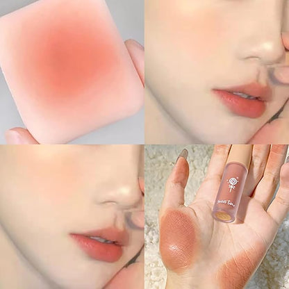 Cream Liquid Blush, Velvet Mousse Texture Matte Liquid Blush Makeup, Long Lasting Waterproof, Used for Cheeks to Enhance Complexion Create Natural-Looking Makeup (Rose Tea)