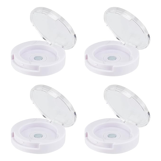 NICENEEDED 4 PCS Single Eyeshadow Case, Round Empty Makeup Container Eyeshadow Sub Packaging Container, Empty Tray Organizer Lipstick Palette Container For Sample DIY