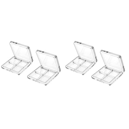 Beaupretty 4 Pieces Empty Eyeshadow Pallet 4 Grids Eye Shadow Lipstick Storage Case Box Clear Makeup DIY Cosmetic Organizer Container