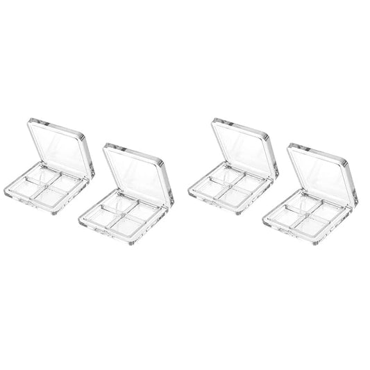 Beaupretty 4 Pieces Empty Eyeshadow Pallet 4 Grids Eye Shadow Lipstick Storage Case Box Clear Makeup DIY Cosmetic Organizer Container