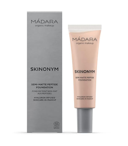 MÁDARA Organic Skincare |SKINONYM Semi-Matte Peptide Foundation, #30 ROSE IVORY, 30ml – Boosted by collagen-supporting peptides, Semi-matte finish, Adapts to the skin's texture, Ecocert certified.