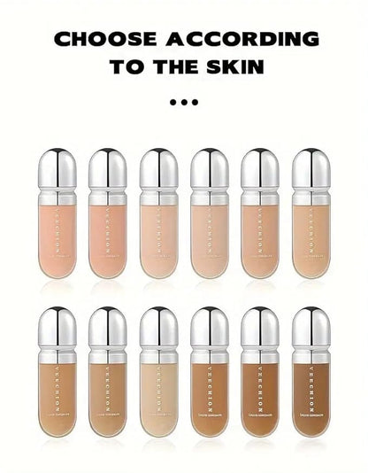 12-Shade Full Coverage Long Lasting Concealer, Waterproof Liquid Foundation For All Skin Types, Matte Finish, Buildable Coverage (7, 8ml)