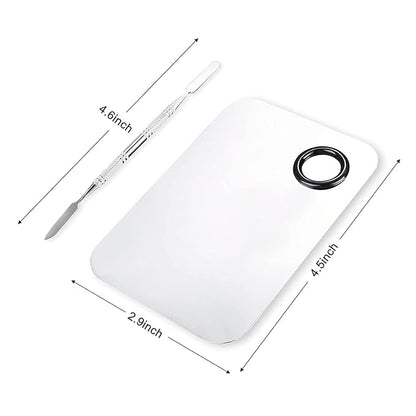 Makeup Mixing Palette, Upgrad Stainless Steel Metal Foundation Palette with Spatula Artist Tool for Mixing Foundation Nail-Art, Size 4.5x2.9 in（2 Pcs）