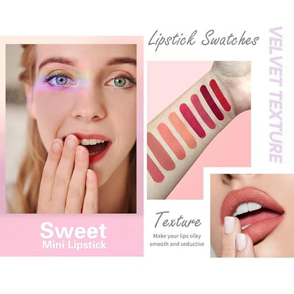 SWANNA Mini Lipstick Set, 8 Color Capsule Lipstick, Matte Lipstick Set, Waterproof Long Lasting Mini Capsule Lipstick Set, Long Lasting Mini Matte Lipstick Lip Gloss, Multi Color Matte Lipstick