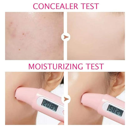 Mushroom Head Air Cushion CC Cream, Air Cushion CC Cream, BB Cream, Moisturizing Concealer, Moisturizing BB Cream Makeup Base Long Lasting with Mushroom Makeup Sponge, Easy to Apply(01#, Lvory)