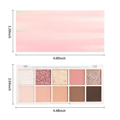 10 Colors Eyeshadow Palette,Matte&Glitter&Shimmer Eyeshadow Makeup,Naturing-Looking,High Pigment Waterproof Eye Shadow Palette Makeup, 100% Cruelty-free (10#Shimmer Nude)