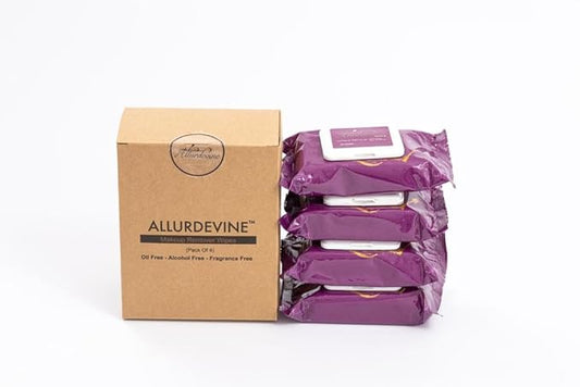 ALLURDEVINE- Makeup Remover Face Wipes25 count (Pack Of 4) Cleans, Hydrates & Nourishes - For All Skin Typesincl. Sensitive Skin - Best Eye Make Up Cleanser - Dissolves Waterproof Mascara - Oil Free