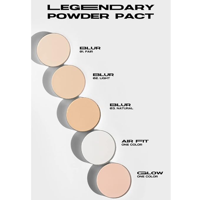 [ABOUT TONE] Blur Powder Pact (02 LIGHT) + Glow Powder Pact + Air Fit Powder Pact + Sebum Cut Powder Pact [4 Types of Powder Pact BUNDLE SET] / Pressed Powder Pact with Mirror and Powder Puff