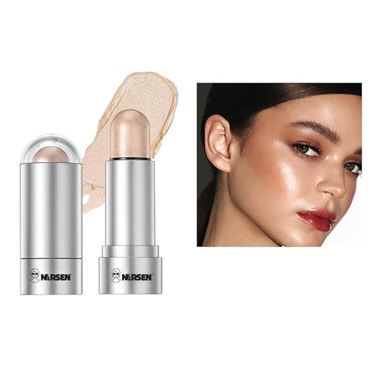 Face Stick Set - Contour, Highlighter, and Blush Sticks, Creamy Texture, Beginner-Friendly, Natural Finish - for Cheeks and Lips-Highlighter