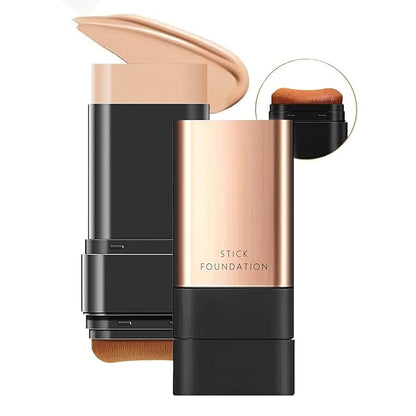 2 In 1 Anti Wrinkle Foundation Stick, Korea Flawless Eraser Foundation Stick- Hydrating Lightweight, Double Head Foundation Make Up Stick with Brush,Multi-Use Face Makeup Contour Stick(Natural, 1PC)