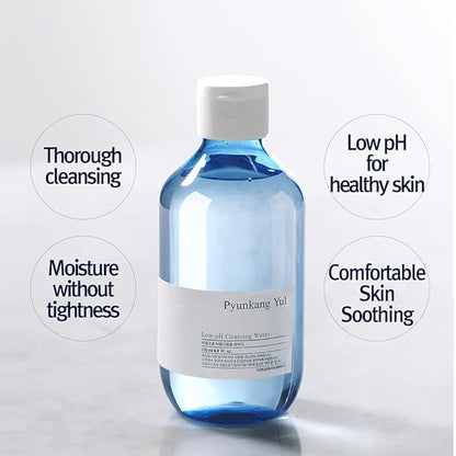 PKY Low pH Facial cleansing washes(water type)Makeup Remover Face Cleanser with Witch Hazel and AHA - Cica, Tea Tree Extract Natural Ingredients Calming Cleanser Ceramide Micellar Water 9.8 Fl Oz