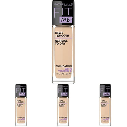 Maybelline Fit Me Dewy + Smooth Foundation Makeup, Classic Ivory, 1 Count (Pack of 4)