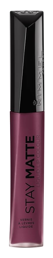 Rimmel London Stay Matte Liquid Lip Color with Full Coverage Kiss-Proof Waterproof Matte Lipstick Formula that Lasts 12 Hours - 800 Midnight, .21oz