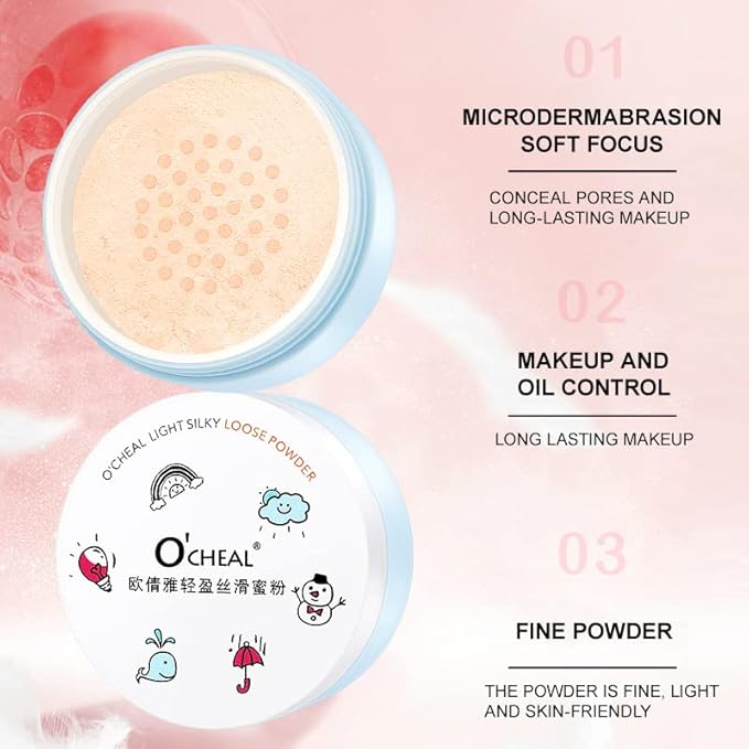 O'CHEAL Whitening Loose Powder and CC Air Cushion BB Cream Liquid Foundation Cream for Makeup Concealer Cushion for Face Make Up Cushion Makeup IVORY WHITE