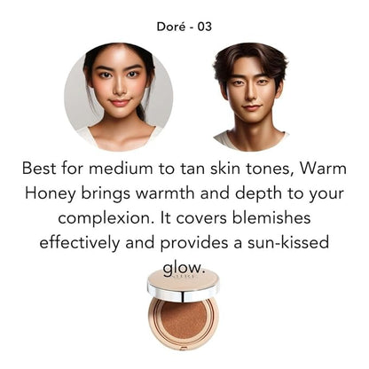 MIRECOSMETICS Velvet Finish All in 1 Cushion Foundation │Long Lasting, Full Coverage for All Skin Types (0.67oz) (02 Beige)