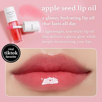 NOONI Korean Hydrating Lip Oil - Appleberry | Long-Lasting, Moisturizing, Plumping, Revitalizing for Dry Lips, Waterproof, No Peel Off, Hydrating, Nourishing Crystal Clear, 0.12 FL Oz