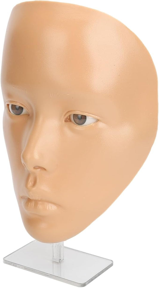 JTLB Makeup Practice Face with Plastic Stand 5D Silicone Full Face Makeup Practice BoardReusable Mannequin Tool for Beginner (Wheat Skin)