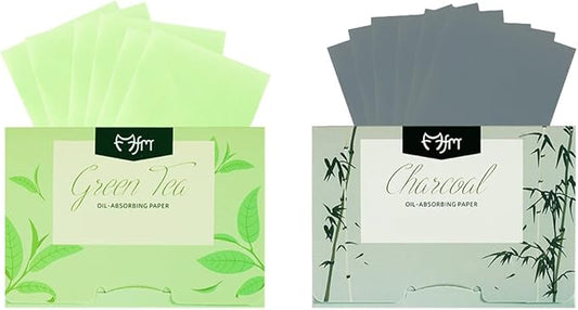 Oil Blotting Sheets, Unisex Oil Control Film Easy Dispensing Oil Absorbing Sheets Natural Face Blotting Sheets for Oily Skin (Bamboo Charcoal+Green Tea, 200 Sheets)
