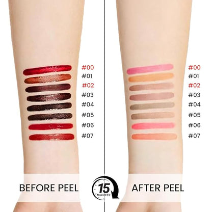 2 Pcs Matte Liquid Lip Stain Peel Off Lip Liner, Long Lasting Lip Tattoo, Waterproof & Transfer-Proof Lip Liner Peel Off Lip Gloss for All Skin Types.#00+#02