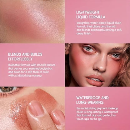 Lightweight Liquid Cream Blush Eyeshadow - Superdewy & Buildable Pigmentation, Cruelty Free Vegan Makeup, Natural-looking Cheek Tint with Dewy Finish (#01, A)
