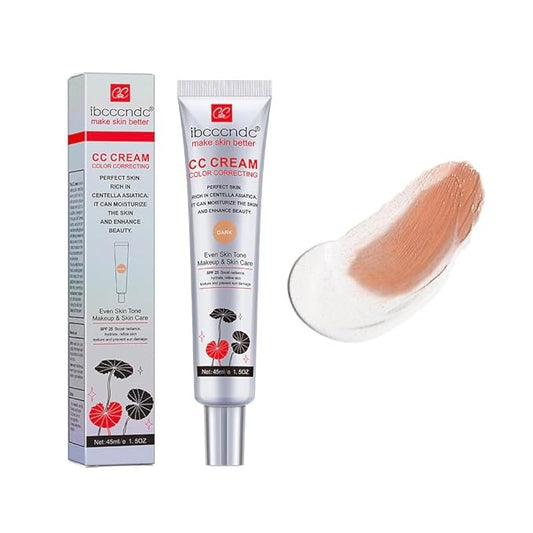 Color Correction CC Cream, Moisturizing and Waterproof CC Foundation Cream Rich in Centella Asiatic, Invisible Pore Foundation and Invisible Pore Concealer Contain Spf 25 (DARK)