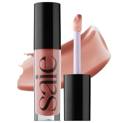 Saie Glossybounce - Hydrating Lip Gloss and Tinted Lip Oil Hybrid with Hyaluronic Acid & Jojoba Oil for Non-Sticky, Ultra-Shiny, Plump & Soft Lips - Everyday Makeup Essential - Dip (.17 oz)