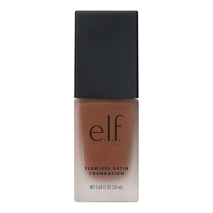 e.l.f. Flawless Satin Foundation, Lightweight & Medium Coverage, Semi-Matte Finish, Vegan & Cruelty-Free, Chocolate, 0.68 Fl Oz (20mL)