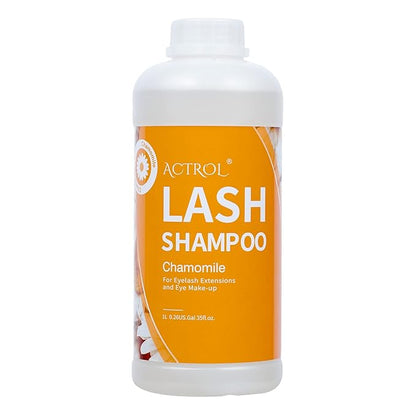 Eyelash Extension Cleanser Chamomile 1L Natural Lash Extension Shampoo Professional Eyelid Foaming Cleanser Paraben & Sulfate Free Non-lrritating with Salon and Home Care