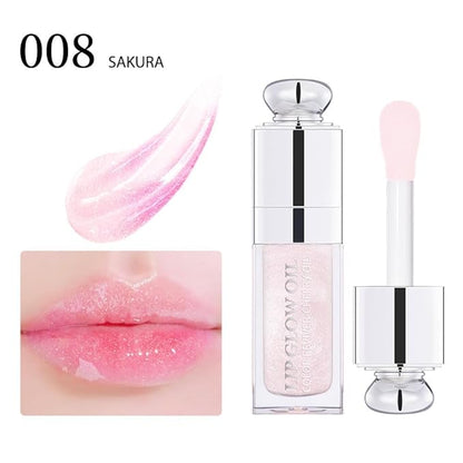 Hydrating Lip Glow Oil-Lip care oil- Lip Oil Tinted for Lip Care and Dry Lips-Prevents Dry Cracked-Non-sticky Big Brush Head-Lip Plumping -Lip Oil gloss tinted-008