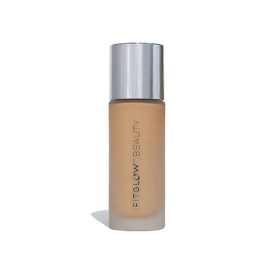 Fitglow Beauty - Natural Foundation+ Photo-Filtering Foundation | Vegan, Woman-Owned Clean Beauty (F3.7 - Medium Warm, Golden Undertones)