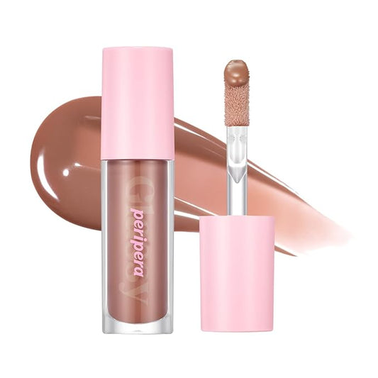 Peripera Ink Glasting Lip Gloss, Non-Sticky, Gloss Shine, 4XL Wand for Easy Application, Korean Lip Gloss, Fuller Looking Lips, Buttery Soft, Long Lasting Lip (002 EDGE NUDE)
