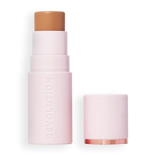 Revolution, Skin Silk Bronzer Stick, Buildable Color for Cheek, Eye, & Lip, Cream-to-Powder Formula, Vegan & Cruelty-Free, Light Sunkissed, 0.15 oz