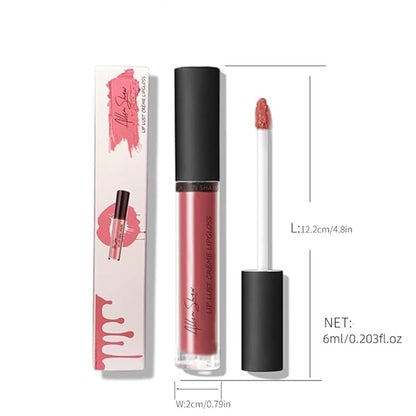 12 Colors Cream Texture Lipstick,Waterproof Creamy Lip Gloss,Non-Stick to Cup Non-Fading Long-Lasting Moisturizing Velvet Liquid,Hydrating Lip Natural Jelly Lipstick(11#,0.2Fl Oz/6ml)