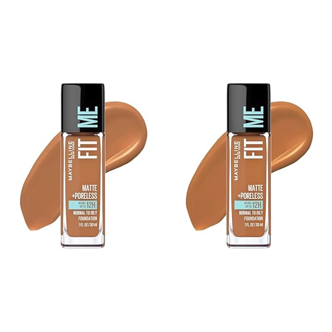 Maybelline Fit Me Matte + Poreless Liquid Foundation Makeup Bundle with Coconut and Warm Coconut Shades, 1 Count Each