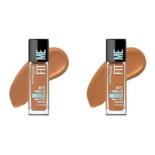 Maybelline Fit Me Matte + Poreless Liquid Foundation Makeup Bundle with Coconut and Warm Coconut Shades, 1 Count Each