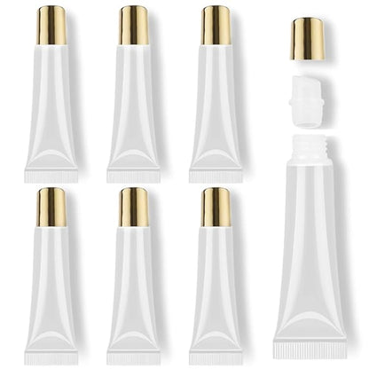 AMORIX 6pcs Empty Lip gloss Tubes Containers 15ml Gold Refillable Empty Squeeze Tubes Clear Cosmetic Containers Soft Tube for Women Girls DIY Lip Gloss Cosmetics