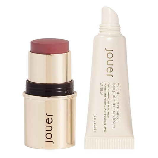 Jouer Promise Me Blush & Bloom Cheek + Lip and Vanilla Lip Enhancer Bundle