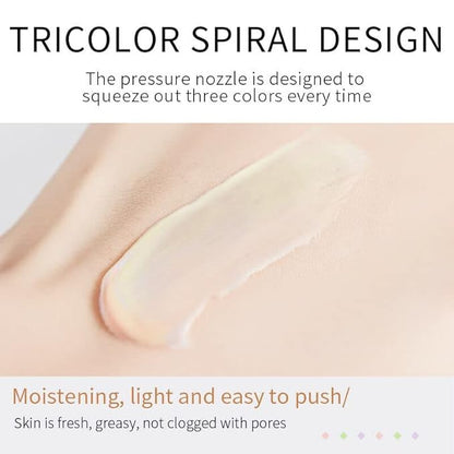 One Step Color Corrector Tri-Color contour Isolation Cream Skin Tone Correcting & Brightening Makeup Primer Neutralizing Dark Circles & Veins Correcting Redeness for Glowing, Flawless Makeup (1 Pack)