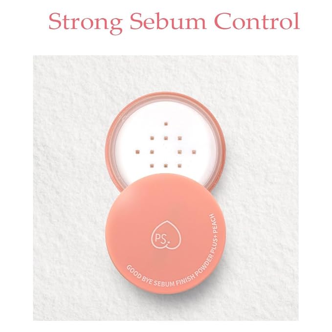 Goodbye Sebum Control Finish Powder 5g – Lightweight Oil-Absorbing Face & Hairline Powder for Long-Lasting Soft Matte Finish (Peach)