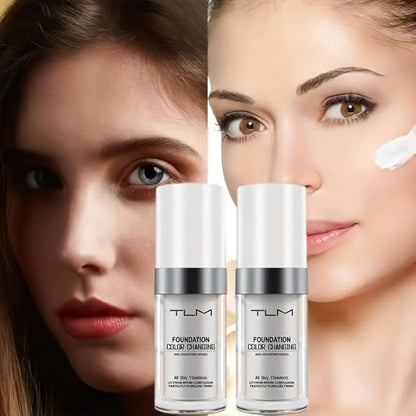 3 PACK TLM Color Changing Foundation Liquid Base All Day Flawless Warm Skin Tone Concealer Cover Cream BB Cream Makeup Base Concealer Cover Moisturizing Fluid for All Skin SPF15