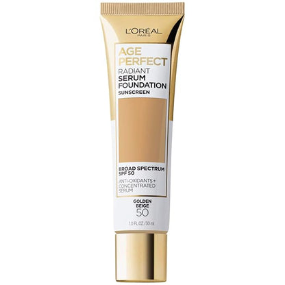 L'Oreal Paris Age Perfect Radiant Serum Foundation with SPF 50, Golden Beige, 1 Ounce