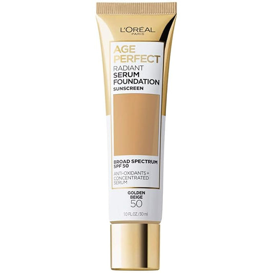 L'Oreal Paris Age Perfect Radiant Serum Foundation with SPF 50, Golden Beige, 1 Ounce