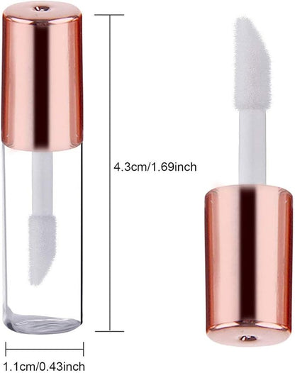 Wholesale Rose Gold Clear Mini Plastic Empty Lip Gloss Tube Makeup Lip Balm Bottle Container With Rubber Inserts （12PCS）