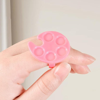 7 Pack Multicolor Mini Nail Art Palette Tools Makeup Mixing Palettes Nail Palette for Nail Art Finger Rings Metal Manicure Palette